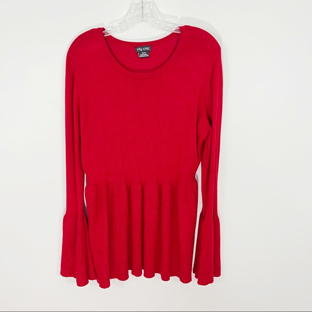City Chic Red Peplum Sweater XS/14